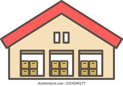 Simple color illustration of a warehouse