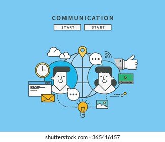 diseño plano de línea de color simple de comunicación, ilustración vectorial moderna