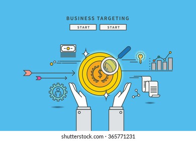 simple color line flat design of business target, modern vector illustration