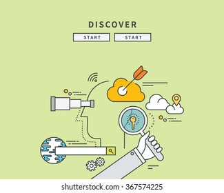 simple color line flat design of discover idea, modern vector illustration