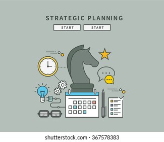 simple color line flat design of strategic planning, modern vector illustration