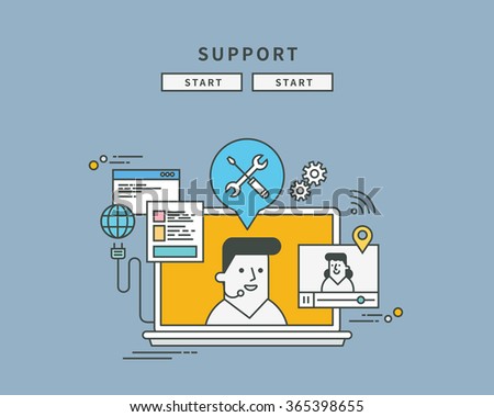 simple color line flat design of support, modern vector illustration