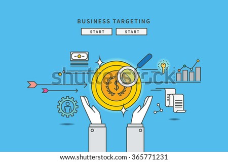simple color line flat design of business target, modern vector illustration