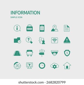 Conjunto de Ícones de Linha de Cor Simples 