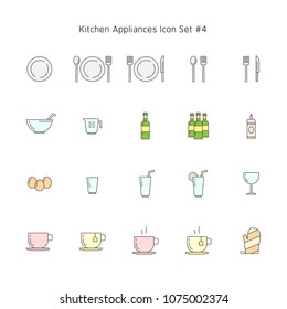 simple color line kitchen appliances icon set. household illustration collection.