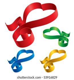 Simple color ribbon hearts - vector illustration for Valentine day