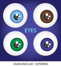 simple color vector eyes set eps10