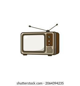 Simple color vector illustration line art televition icon illustration . Isolated on white background.