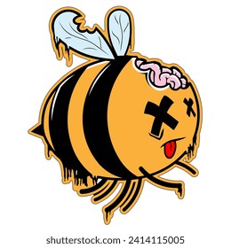 Imagen De Vector De Color Simple De Una Abeja Zombie Graciosa