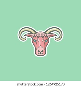 simple color vector portrait of a beautiful lamb