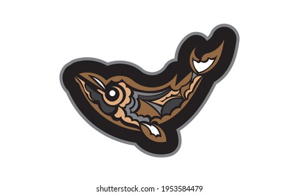 Simple color whale print. Isolated. Vector illustration