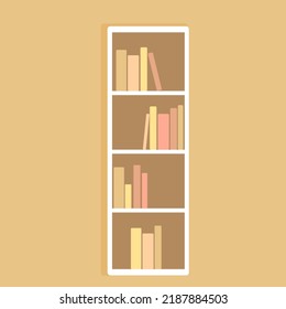 Simple colored bookcase flat icon isolated. Furniture for mobile concept and web apps. Vector illustration
