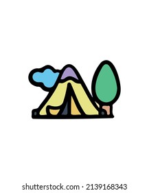 Einfache und farbige Camping-Thematik-Illustration