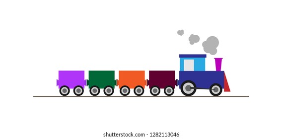 Simple colored children's train with cars and locomotive