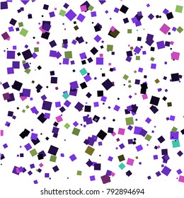 Simple colored confetti vector. Squares of different scale in chaotic movement. Dynamic Vector of separate squares for holiday, celebration decorations, paper packaging, textile  design, covers.