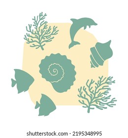 Simple, colored, cute elements, modern poster composition, 	rounded lines