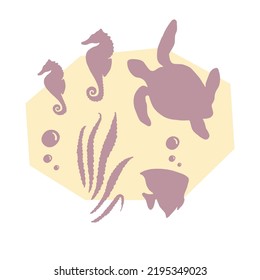 Simple, colored, cute elements, modern poster composition, 	flowing illustration