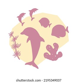 Simple, colored, cute elements, modern poster composition, 	biomorphic forms