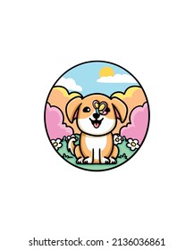 Simple and colored dog illustration