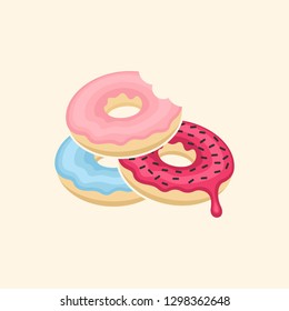 Simple Colored Donut Cartoon Clip Art Vector