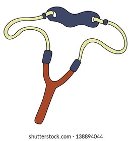 Simple colored drawing of a slingshot. Isolated object. Vector illustration. Can be used as an icon.