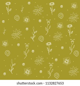 Simple colored floral pattern on yellow field