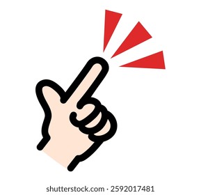 A simple colored illustration of a hand pointing.