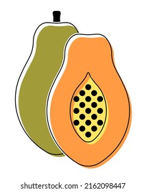 Einfache farbige Illustration des Papaya-Vektorsymbol