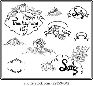 Simple colored illustrations on Thanksgiving Day/Family on Thanksgiving