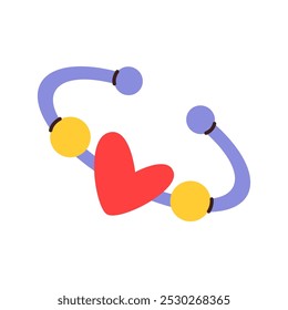 Simple colored kids ring. Jewelry for kid. Cartoon drawing accessories for baby. Vector flat illustration.