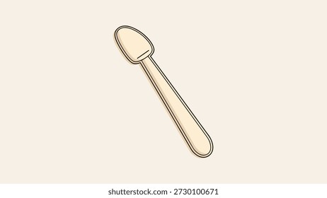 Una simple ilustración de línea de color de una Pequeña espátula cosmética o aplicador de palo utilizado para recoger cremas y lociones de belleza.