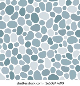 Simple colored pebble seamless pattern on white background. Random geometric dotted wallpaper. Chaotic stones backdrop.