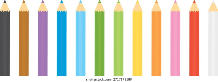 Simple colored pencil illustration set