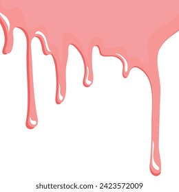 simple, colored, pink and white poster with pink streams, spots that smoothly flow like drops on the canvas, vector