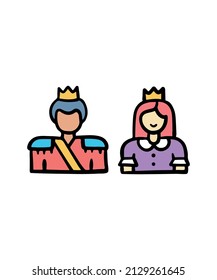 Simple and colored prince and princess