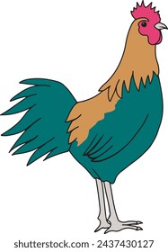 logotipo de activo de diseño de ilustración de gallo de color simple