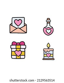 Simple and colored Valentine's Day vector set