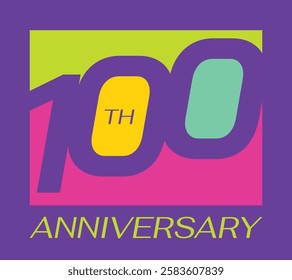 Simple Colorful 100th anniversary Logo Badge. 100 years old logo template suit for your anniversary company or business event, etc