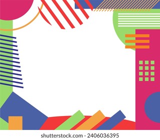Sencillo fondo colorido abstracto con formas de doodle y líneas. Diseño de fondo de escritorio para publicaciones en medios sociales. Fondo de papel con un estilo plano de moda mínimo con espacio de copia para texto.