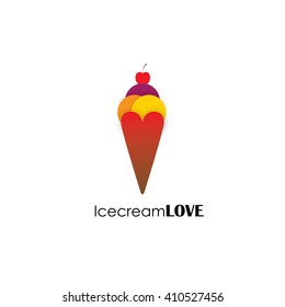 simple colorful abstract icecream vector logo icon on white