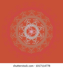 Simple colorful abstract mandala, ethno motive. Bright circular ornament consists of simple shapes. Stylized ethnic motive of East Asia. Vintage decorative elements. Circular ornament.