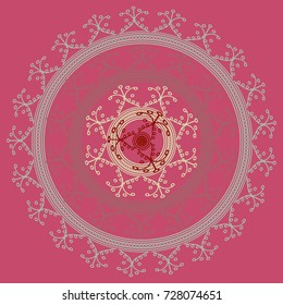Simple colorful abstract mandala, ethno motive. Bright circular ornament consists of simple shapes. Stylized ethnic motive of East Asia. Vintage decorative elements. Circular ornament.