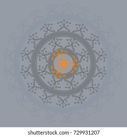 Simple colorful abstract mandala, ethno motive. Bright circular ornament consists of simple shapes. Stylized ethnic motive of East Asia. Vintage decorative elements. Circular ornament.