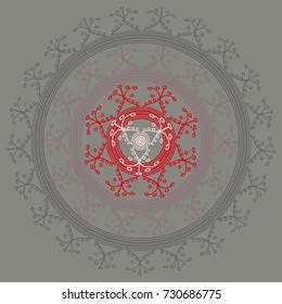 Simple colorful abstract mandala, ethno motive. Bright circular ornament consists of simple shapes. Stylized ethnic motive of East Asia. Vintage decorative elements. Circular ornament.