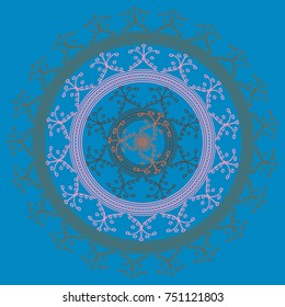 Simple colorful abstract mandala, ethno motive. Bright circular ornament consists of simple shapes. Stylized ethnic motive of East Asia. Vintage decorative elements. Circular ornament.
