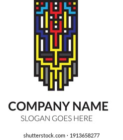 Simple and colorful abstract skull Logo, skull logo, pixel art logo