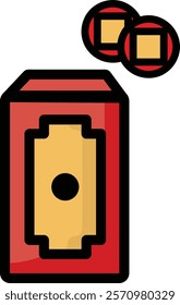simple colorful angpao and coin icon illustration design