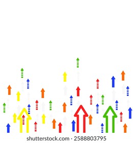 Simple colorful arrows background with concept of business movement, cooperation. Abstract decorative combinatorial illustration with copy space for text.