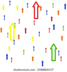Simple colorful arrows background with concept of business movement, cooperation. seamless arrows pattern illustration.