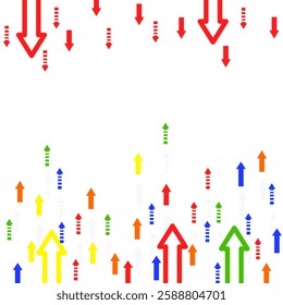 Simple colorful arrows background with concept of business movement, cooperation. Abstract decorative combinatorial illustration with copy space for text.